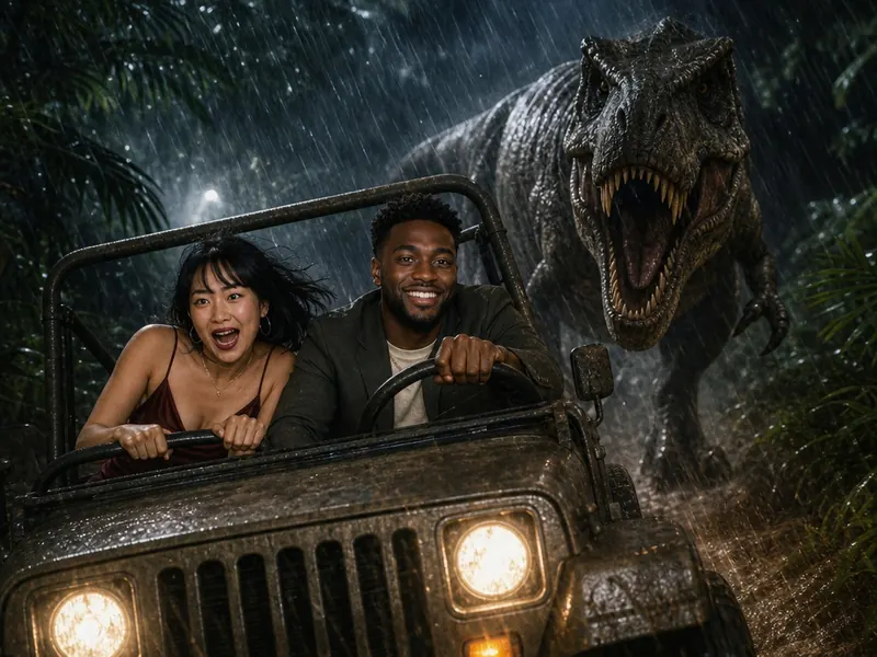 Jurassic Park T-Rex Chase — couple