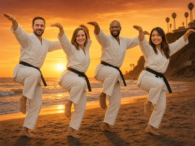 Karate Kid Crane Kick AI photo booth effect — Group rendering