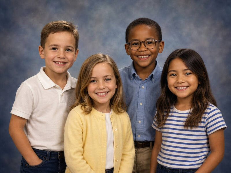 Kid Again AI photo booth effect — Group rendering