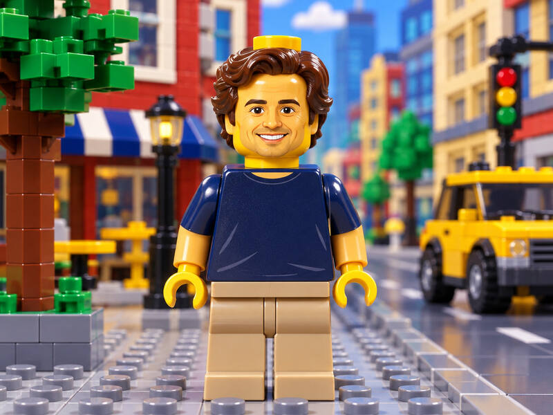 Minifigure Brick World AI photo booth effect: Solo rendering