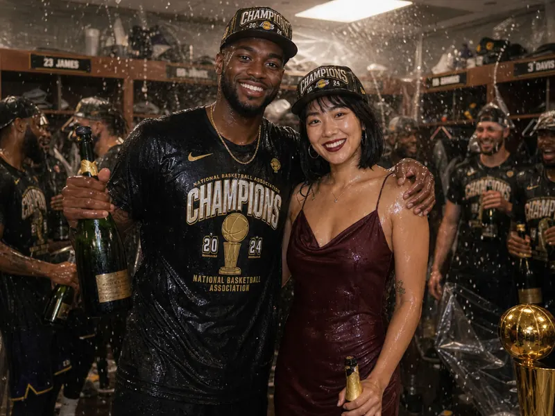 Locker Room Celebration — couple