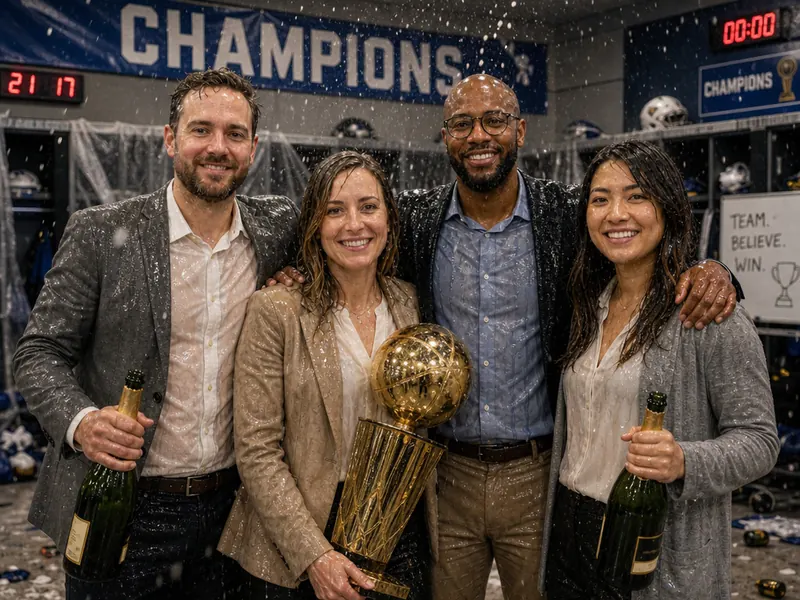 Locker Room Celebration — group