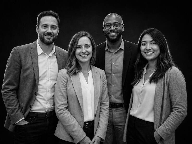 Low-Key Black And White Portrait AI photo booth effect — Group rendering