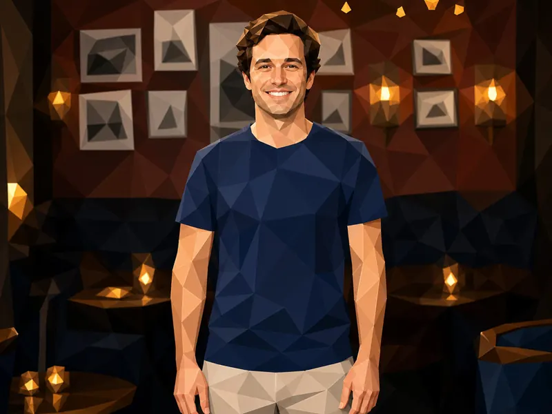 Low Poly Geometric AI photo booth effect — Solo rendering