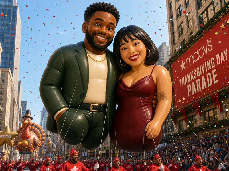 Macy's Day Parade Float AI photo booth effect — Couple rendering