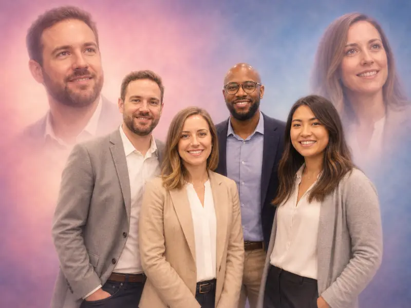 Mall Double Exposure Portrait AI photo booth effect — Group rendering