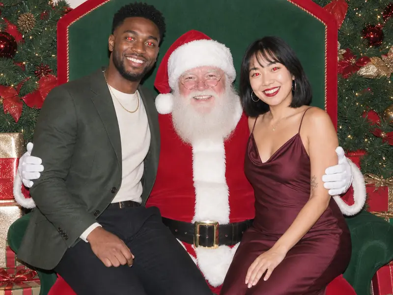 Mall Santa Lap AI photo booth effect — Couple rendering
