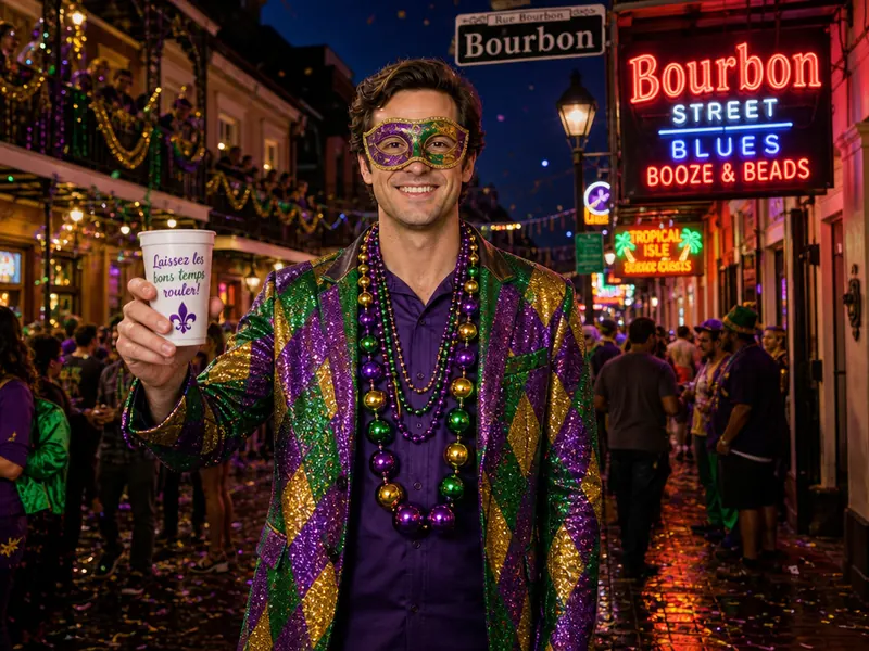 Mardi Gras Bourbon Street AI photo booth effect — Solo rendering