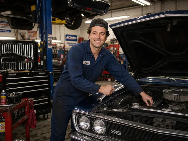 Mechanic Auto Shop AI photo booth effect — Solo rendering