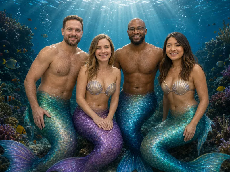 Mermaid Underwater — group
