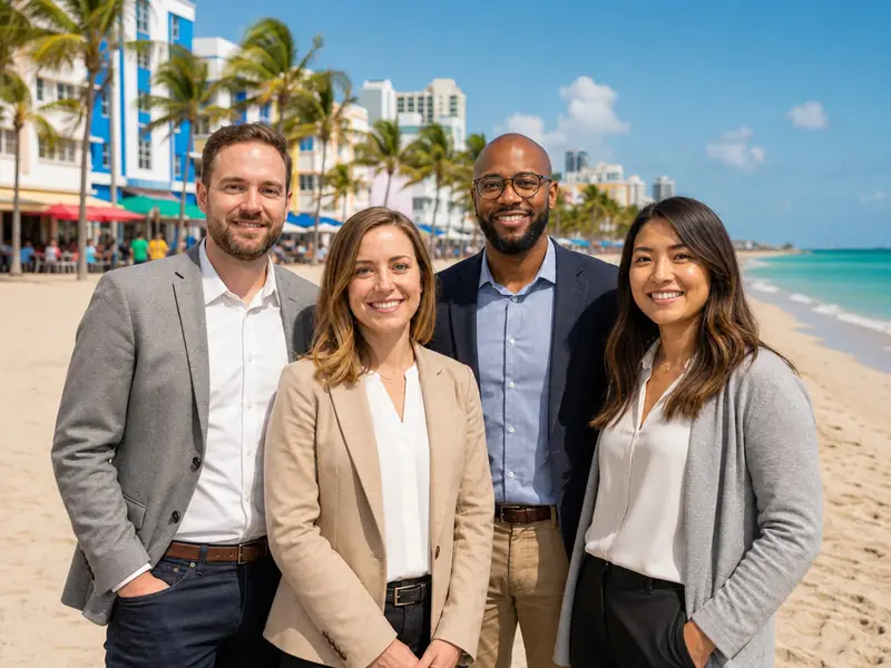 Miami South Beach AI photo booth effect — Group rendering