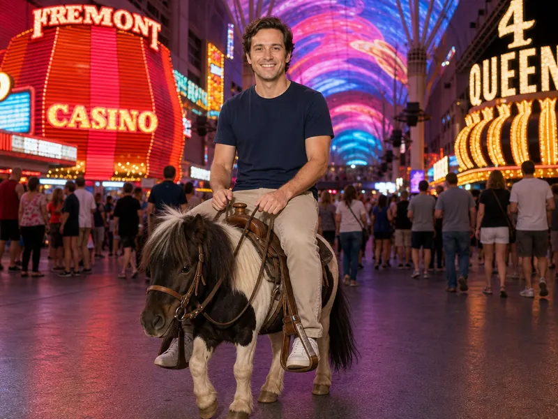Miniature Pony Fremont Street AI photo booth effect — Solo rendering