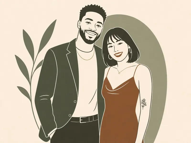 Minimal Lines AI photo booth effect — Couple rendering