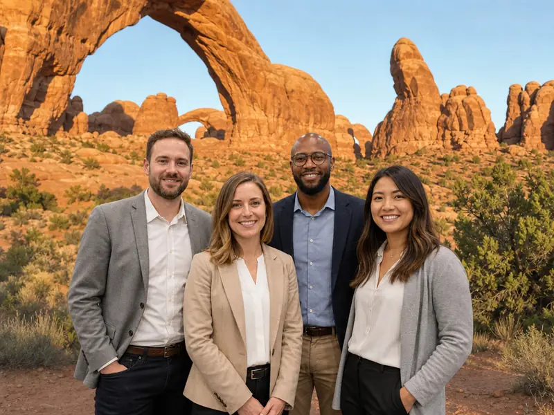 Moab Arches National Park Utah AI photo booth effect — Group rendering