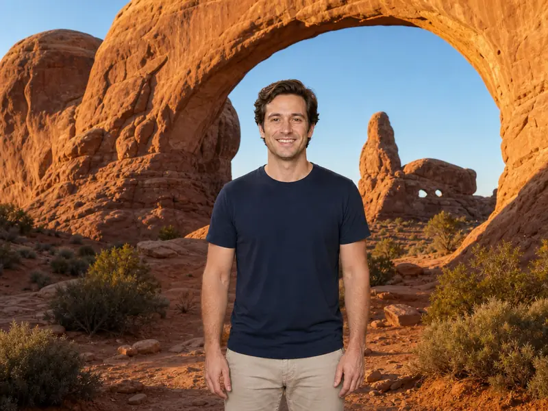 Moab Arches National Park Utah AI photo booth effect — Solo rendering