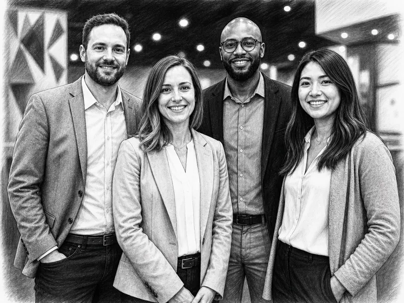 Monochrome Black & White AI photo booth effect — Group rendering