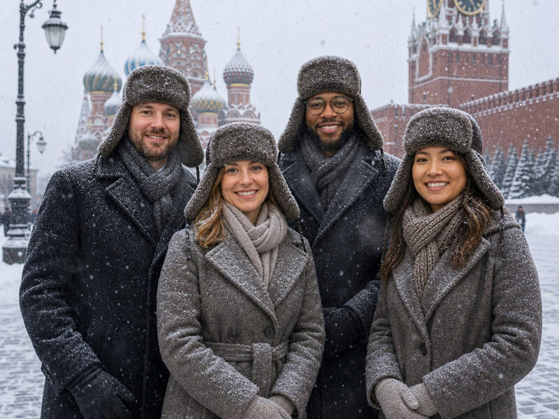 Moscow Winter AI photo booth effect — Group rendering