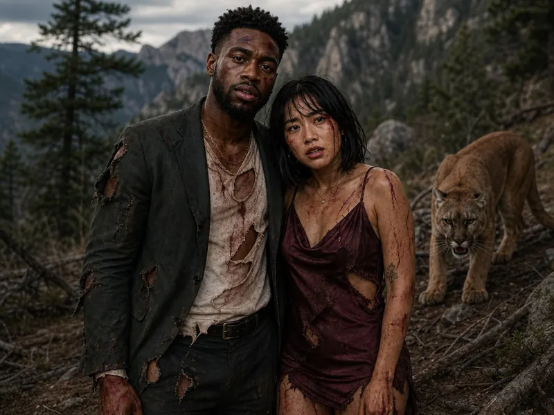 Mountain Lion Fight AI photo booth effect — Couple rendering
