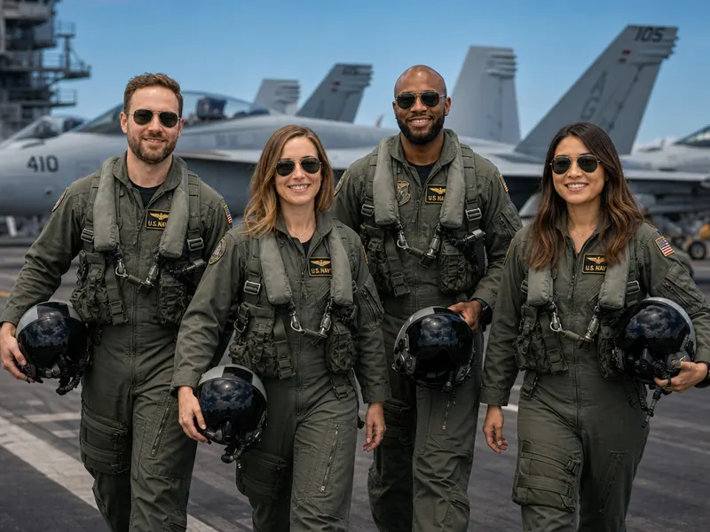 Navy Fighter Pilot AI photo booth effect — Group rendering