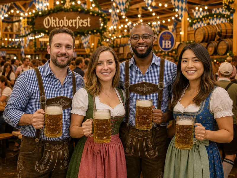 Oktoberfest Bavarian AI photo booth effect — Group rendering