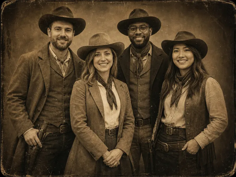 Old West Portrait AI photo booth effect — Group rendering