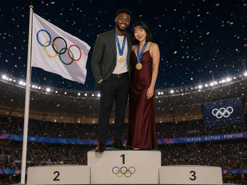 Olympic Gold Podium — couple