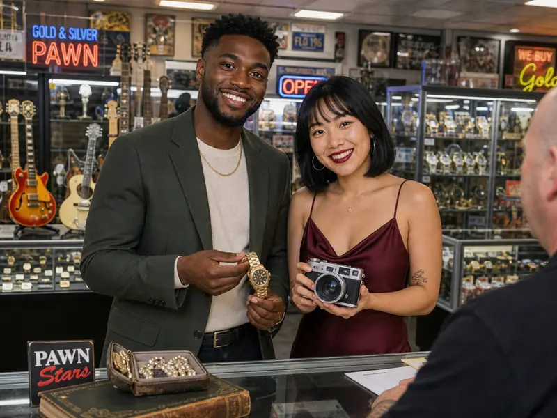 Pawn Shop Customer Vegas AI photo booth effect — Couple rendering