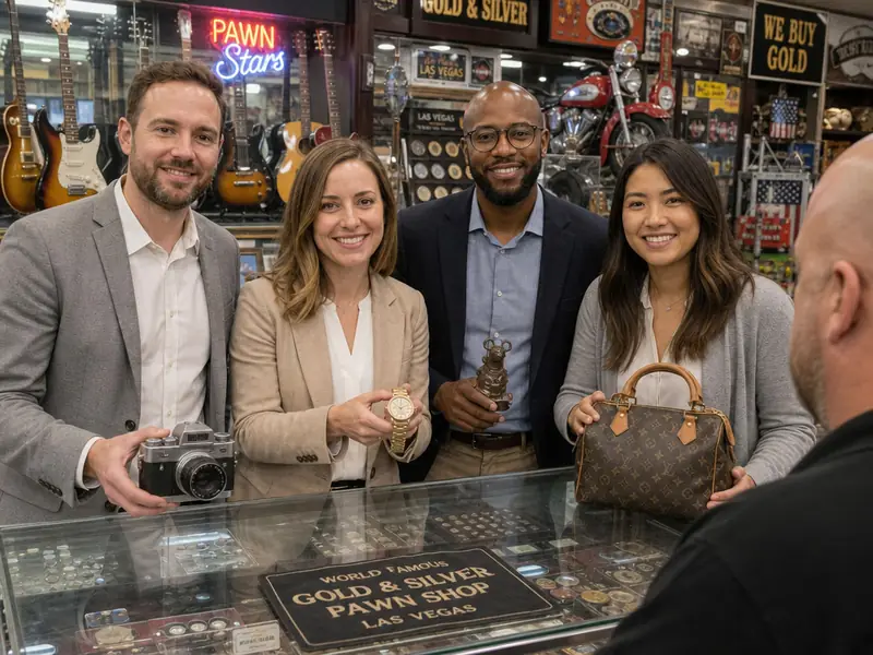 Pawn Shop Customer Vegas AI photo booth effect — Group rendering