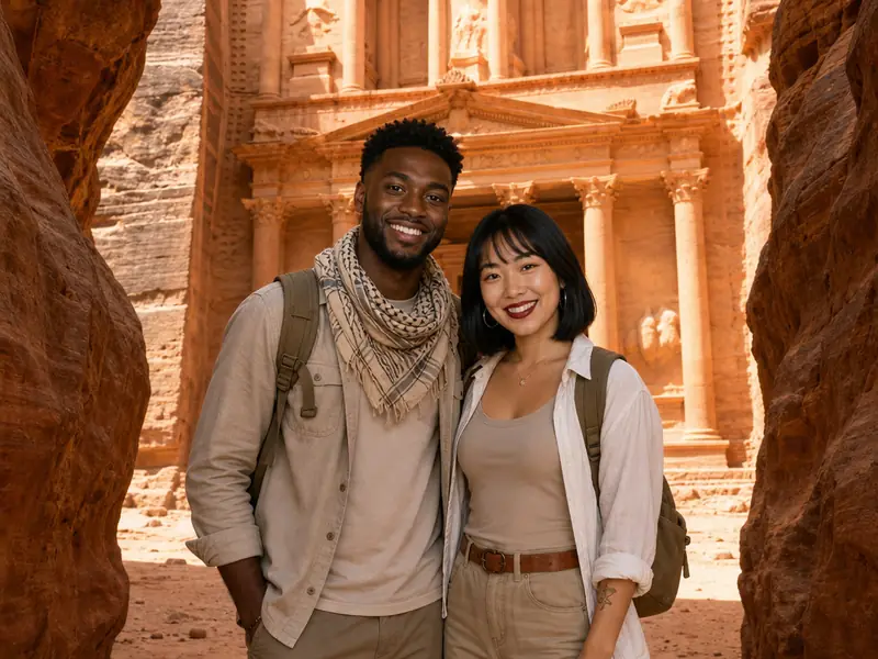 Petra Jordan AI photo booth effect — Couple rendering