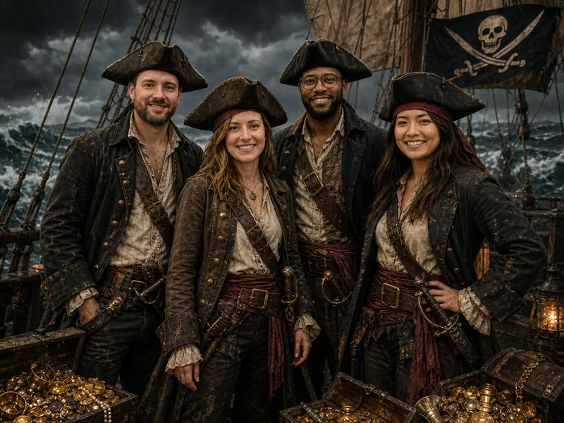 Pirate Treasure AI photo booth effect — Group rendering