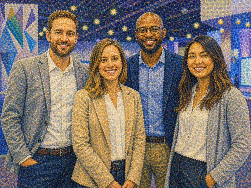 Pointillism Dots AI photo booth effect — Group rendering