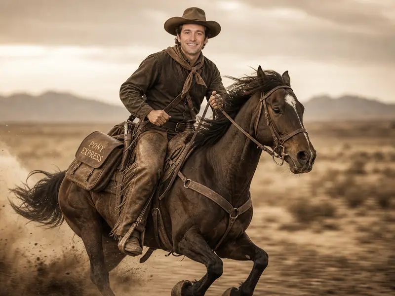 Pony Express Rider AI photo booth effect — Solo rendering