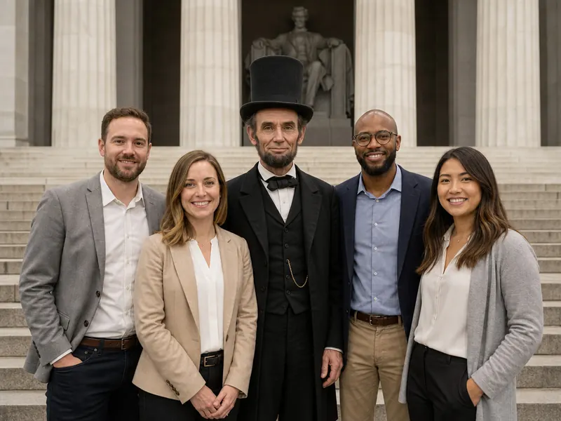 Pose with Abraham Lincoln — group