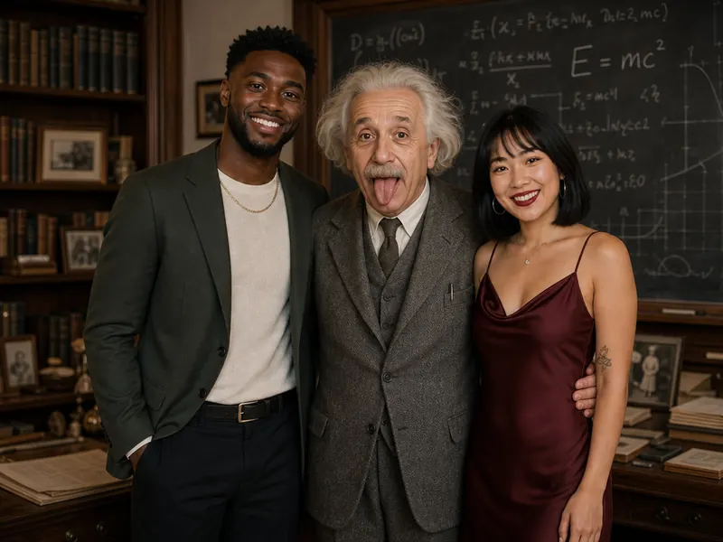 Pose with Albert Einstein — couple