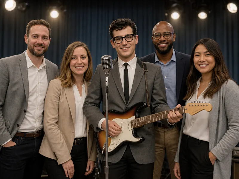 Pose with Buddy Holly — group