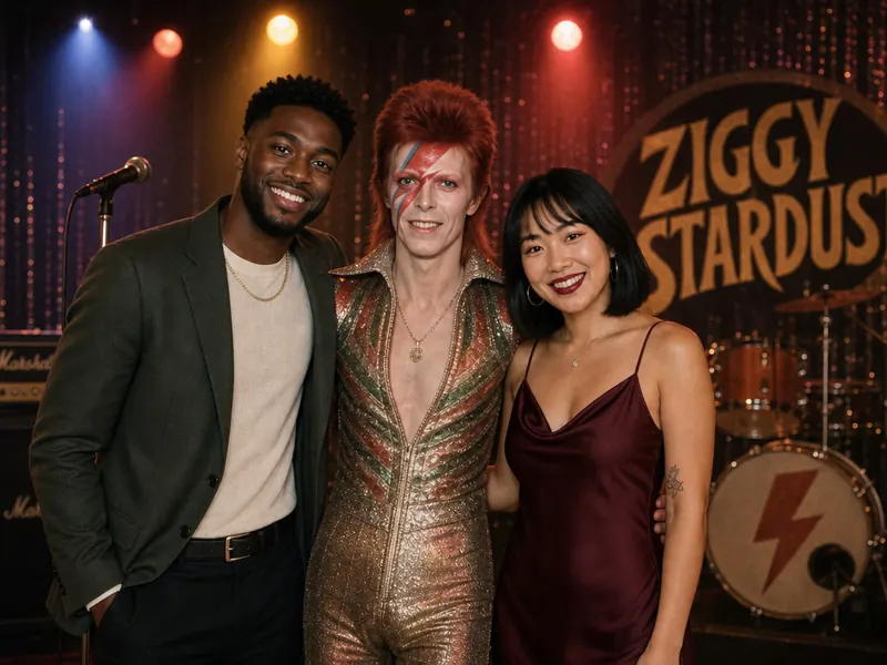 Pose with David Bowie — couple