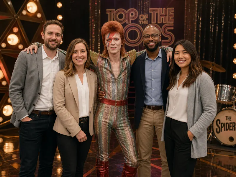 Pose with David Bowie — group
