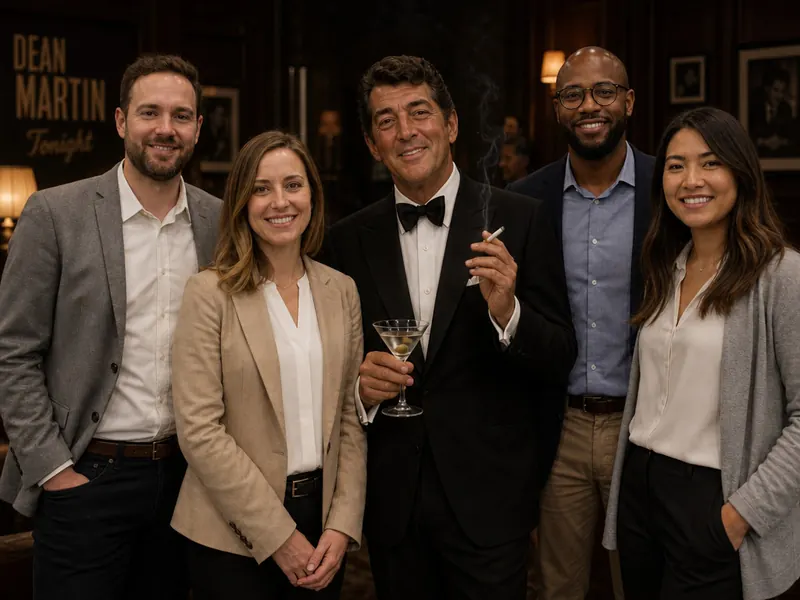 Pose with Dean Martin — group