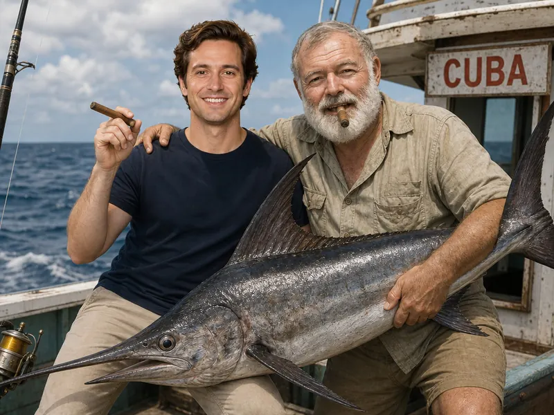 Pose with Ernest Hemingway — solo