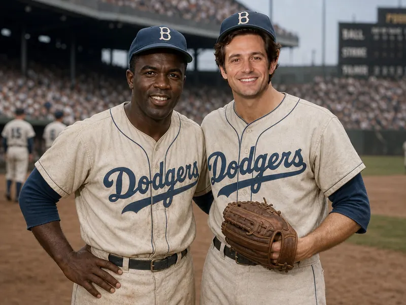 Pose with Jackie Robinson — solo