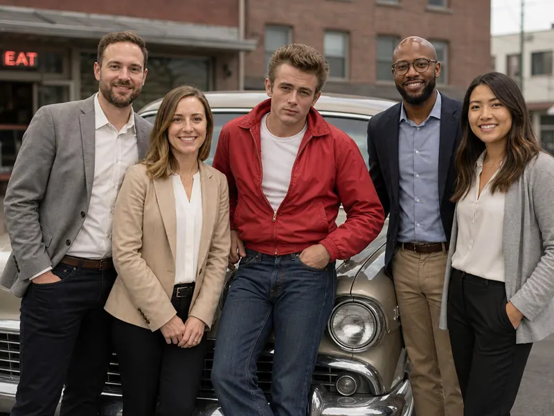 Pose with James Dean — group