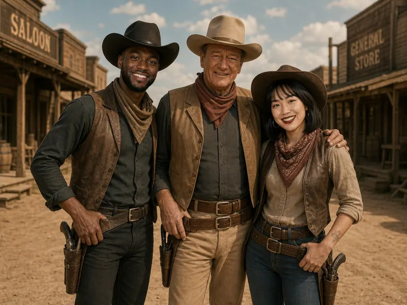 Pose with John Wayne — couple