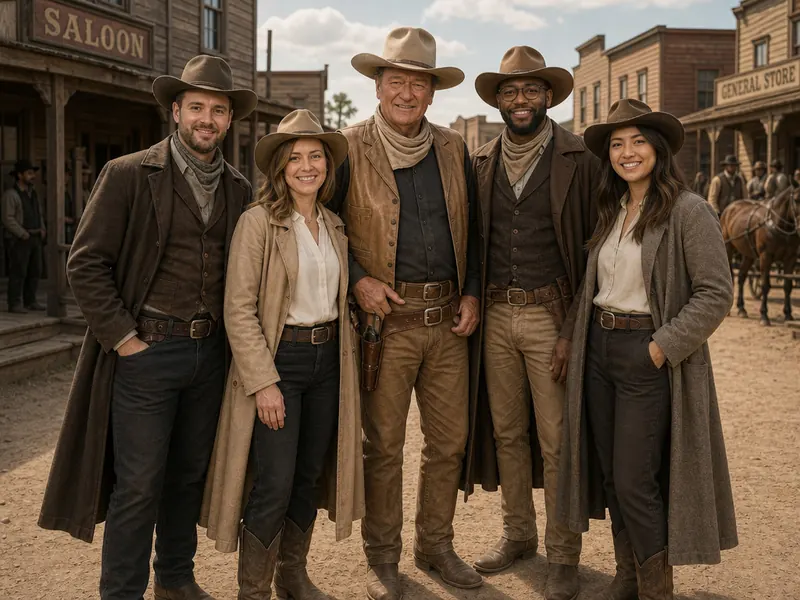 Pose with John Wayne — group