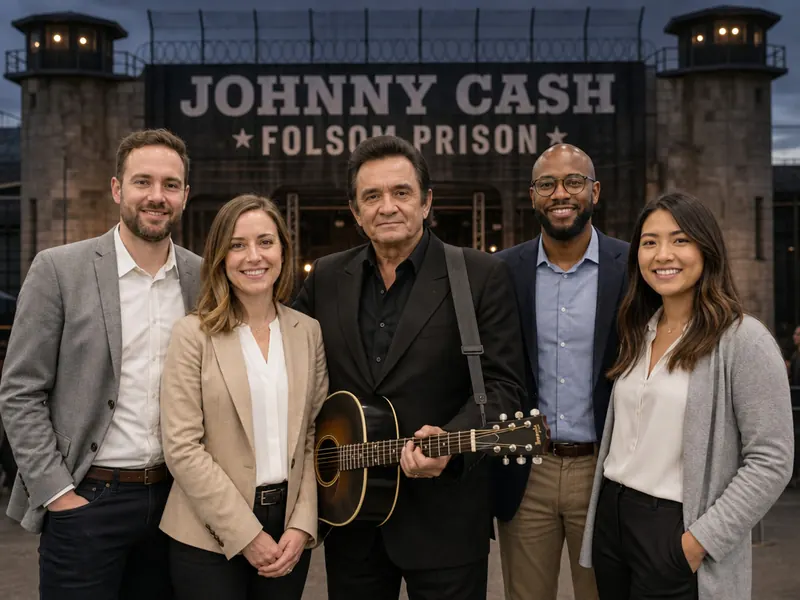 Pose with Johnny Cash — group