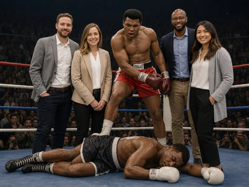 Pose with Muhammad Ali — group