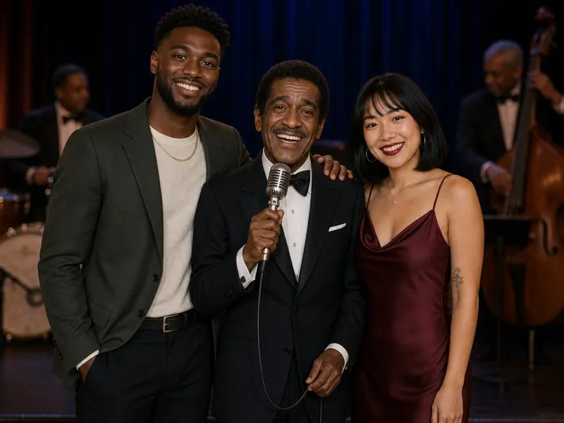 Pose with Sammy Davis Jr. — couple