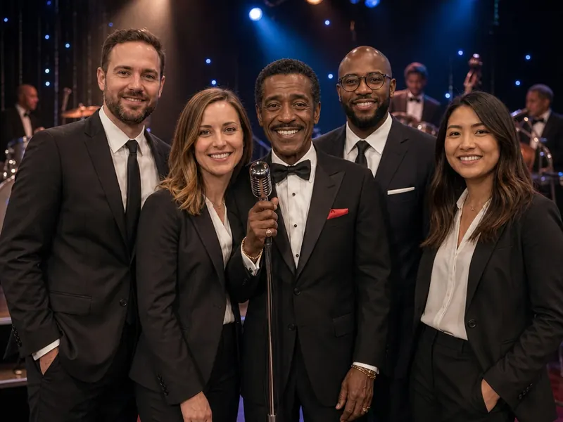 Pose with Sammy Davis Jr. — group