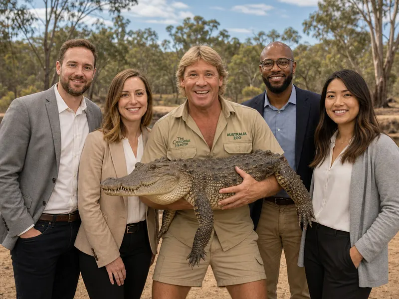 Pose with Steve Irwin — group