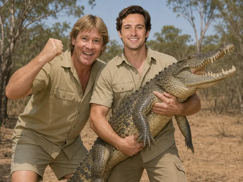 Pose with Steve Irwin — solo