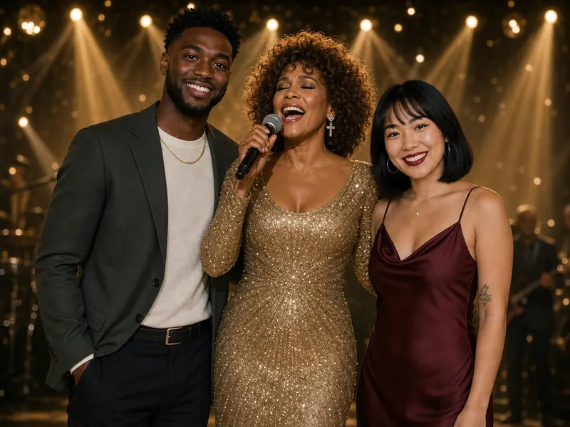 Pose with Whitney Houston — couple